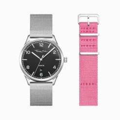 Outlet Set Code TS schwarze Uhr und pinkes Armband Damen Uhren|Damenuhren